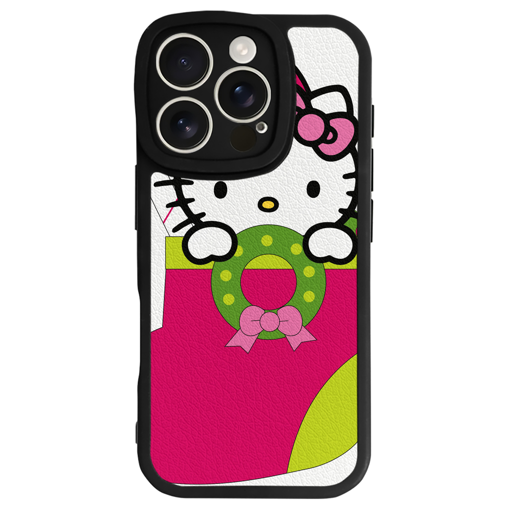 （画像用） Hello Kitty ハローキティ 【iPhone 16シリーズ対応】シリコンスマホケース（レザー調） 材質：シリコン